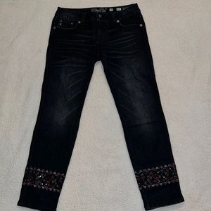 Miss Me Signature Cuffed Skinny Jeans size 29 Black Sequins